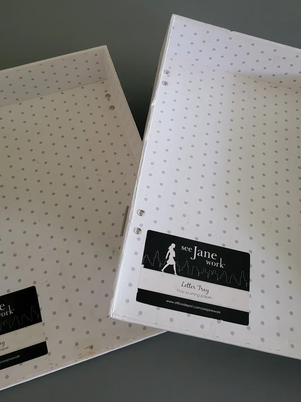 White Polka Dot Letter Tray Set - 2-Pack